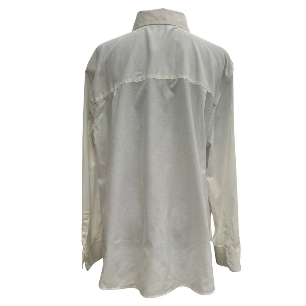 Chico's Size 3 US 16 White Watercolor Floral Button Down Shirt Artsy Boho Top